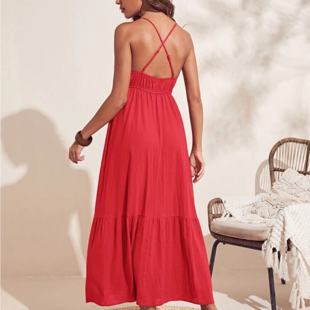 Crossed-back Ruffle Cami Dress - Picture 3 of 5